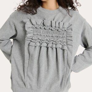 Cecilie Bahnsen OLLIE  Ruffled SWEATSHIRT FRENCH TERRY GREY MELANGE